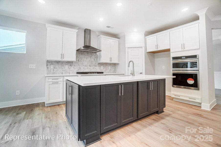 Kitchen Cabinets will be white with brushed nickel hardware