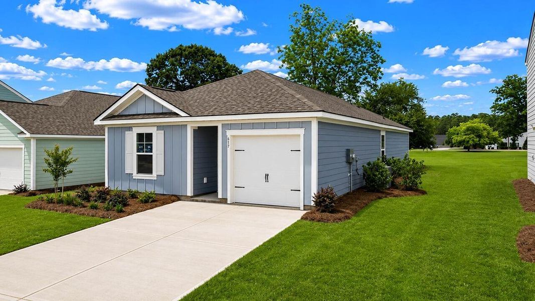 Front exterior of a new home in Center Pointe, Santee, SC, highlighting curb appeal (Image 2).