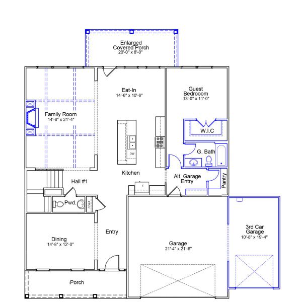 2D floor plan layout of this home in Timberland Grove, Anderson, SC (Image 2).