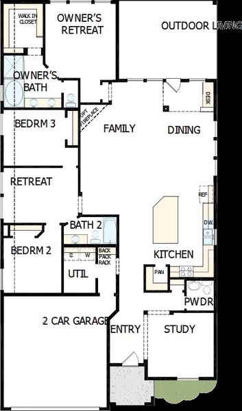 2D floor plan layout of this home in Riceland - Enclave Collection, Mont Belvieu, TX (Image 5). 2D floor plan layout of this home in Riceland - Enclave Collection, Mont Belvieu, TX (Image 5).