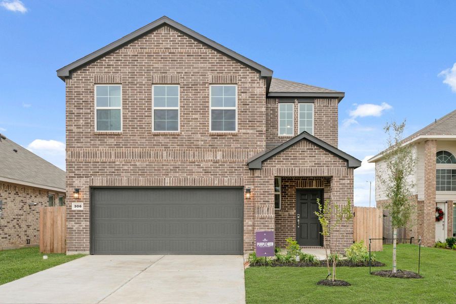 Front exterior of a new home in Riverwood Ranch, Angleton, TX, highlighting curb appeal (Image 1). Front exterior of a new home in Riverwood Ranch, Angleton, TX, highlighting curb appeal (Image 1).