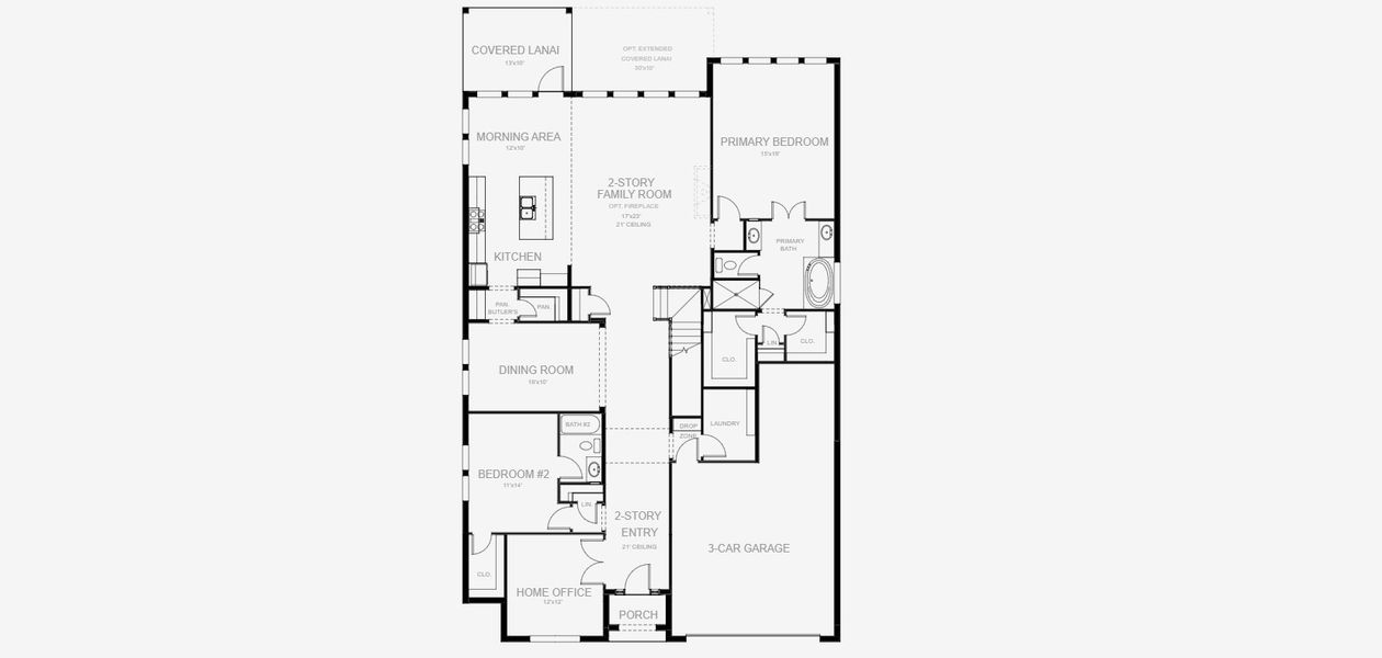 2D floor plan layout for the 3253F by Perry Homes in Sanctuary at Seaire, Parrish, FL (Image 3).