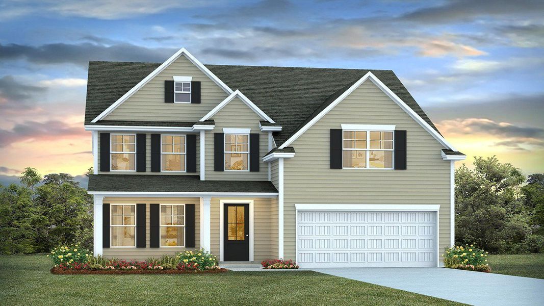 Representative exterior photo of a completed home built from the Forrester by D.R. Horton in The Forest at Black Bear, Longs, SC (Image 1). Representative exterior photo of a completed home built from the Forrester by D.R. Horton in The Forest at Black Bear, Longs, SC (Image 1).