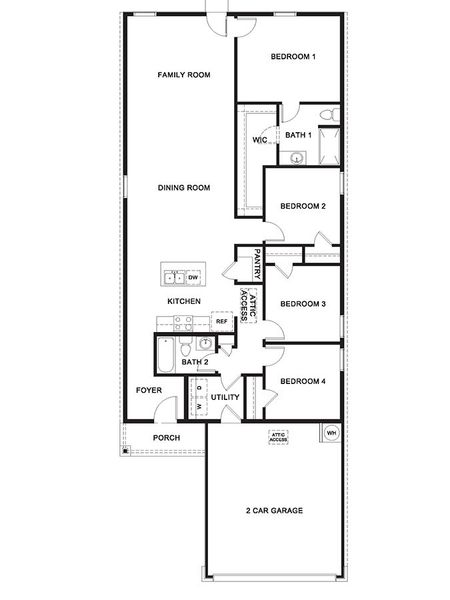 2D floor plan layout for the EMMA by D.R. Horton in Maplewood Meadows, Talty, TX (Image 3).