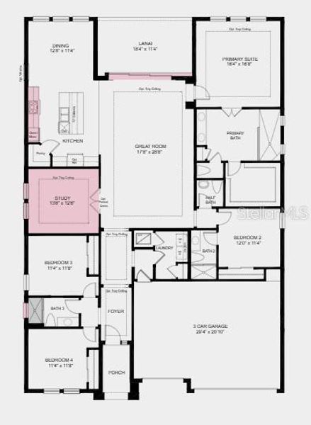 2D floor plan layout of this home in Ardisia Park, New Smyrna Beach, FL (Image 3).
