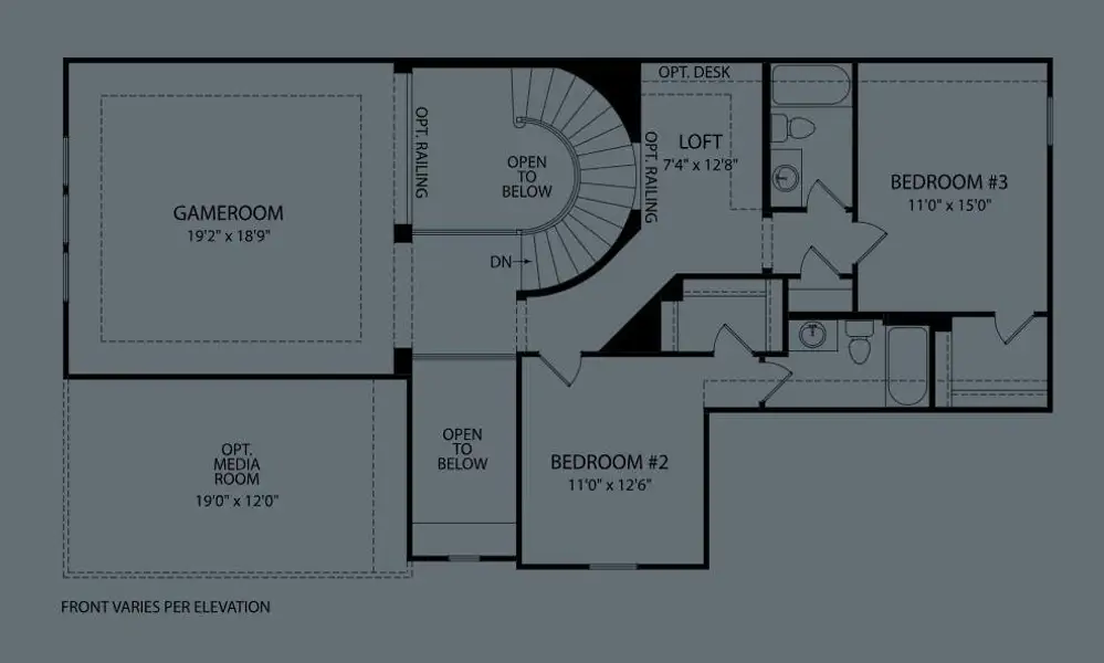 2D floor plan layout of this home in Wolf Ranch West Bend - 70', Georgetown, TX (Image 4). 2D floor plan layout of this home in Wolf Ranch West Bend - 70', Georgetown, TX (Image 4).