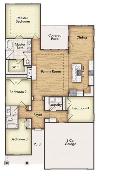 2D floor plan layout of this home in Covenant Park, Springtown, TX (Image 2). 2D floor plan layout of this home in Covenant Park, Springtown, TX (Image 2).
