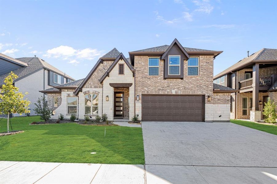 Front exterior of a new home in Bear Creek Classic 60, Lavon, TX, highlighting curb appeal (Image 2). Front exterior of a new home in Bear Creek Classic 60, Lavon, TX, highlighting curb appeal (Image 2).