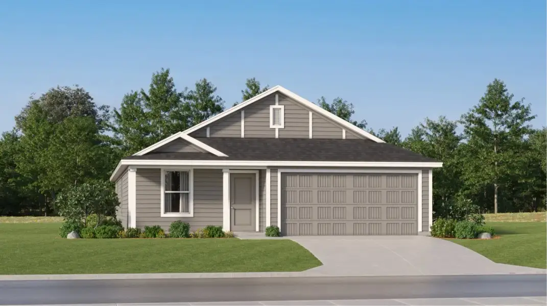 Front exterior of a new home in Crockett Meadows, Conroe, TX, highlighting curb appeal (Image 1). Front exterior of a new home in Crockett Meadows, Conroe, TX, highlighting curb appeal (Image 1).