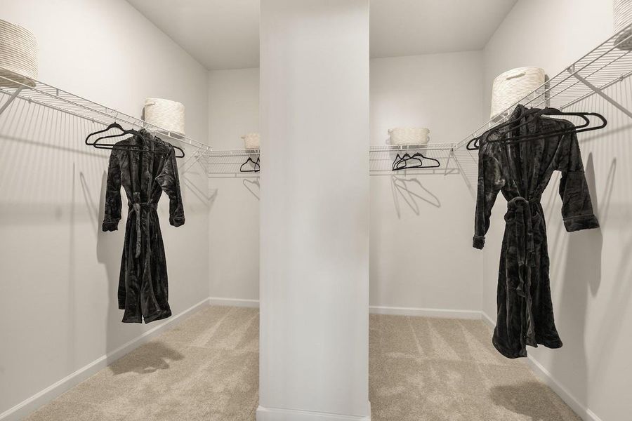 The James- Primary Bathroom Walk-in Closet. Home under construction. Sample floor plan photo used for illustrative purposes only. Upgrades, selections options, windows and colors may vary. The James- Primary Bathroom Walk-in Closet. Home under construction. Sample floor plan photo used for illustrative purposes only. Upgrades, selections options, windows and colors may vary.