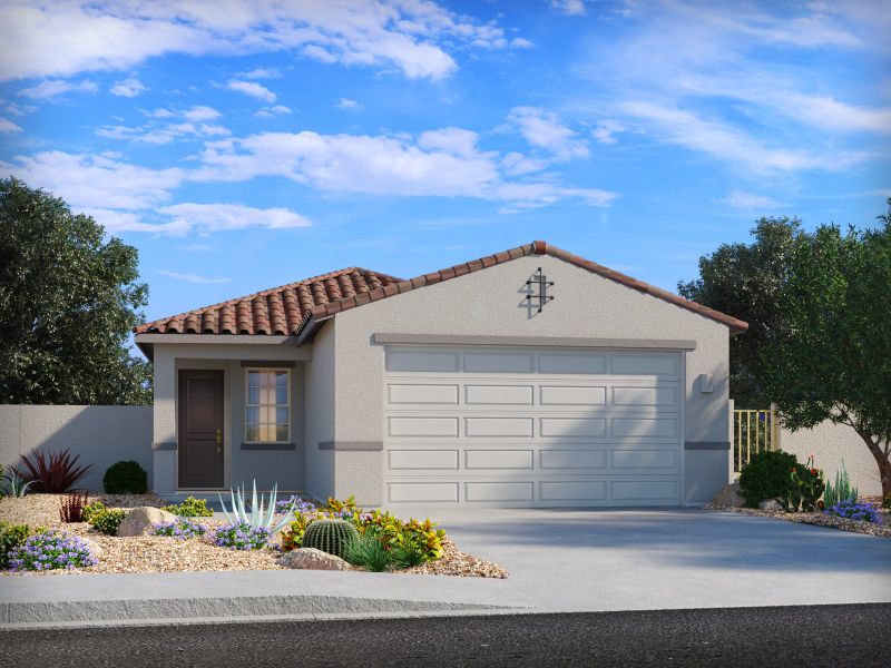 Representative exterior photo of a completed home built from the Onyx by Meritage Homes in Mandarina - Signature Series, Marana, AZ (Image 10). Representative exterior photo of a completed home built from the Onyx by Meritage Homes in Mandarina - Signature Series, Marana, AZ (Image 10).