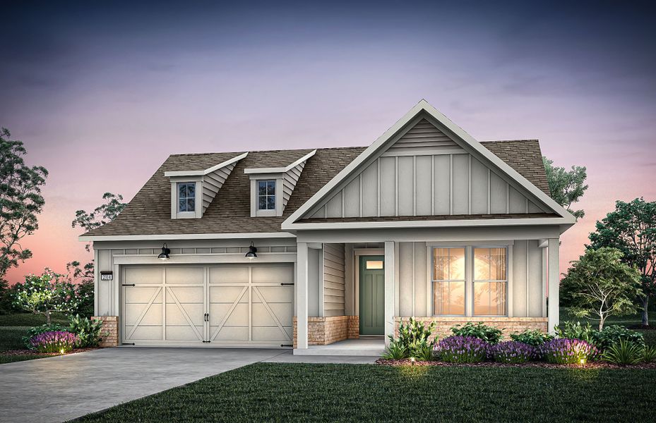Representative exterior photo of a completed home built from the Prosperity by Del Webb in Del Webb Chateau Elan, Hoschton, GA (Image 16).