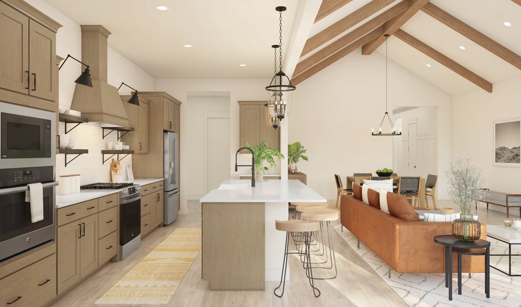 Kitchen with spacious island and pendant lighting Kitchen with spacious island and pendant lighting