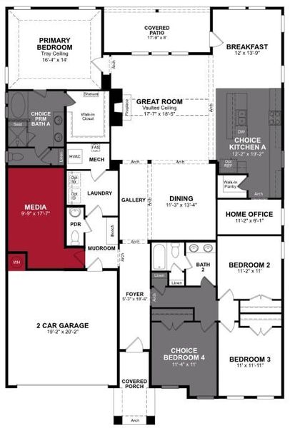 2D floor plan layout of this home in Lovers Landing, Forney, TX (Image 3).