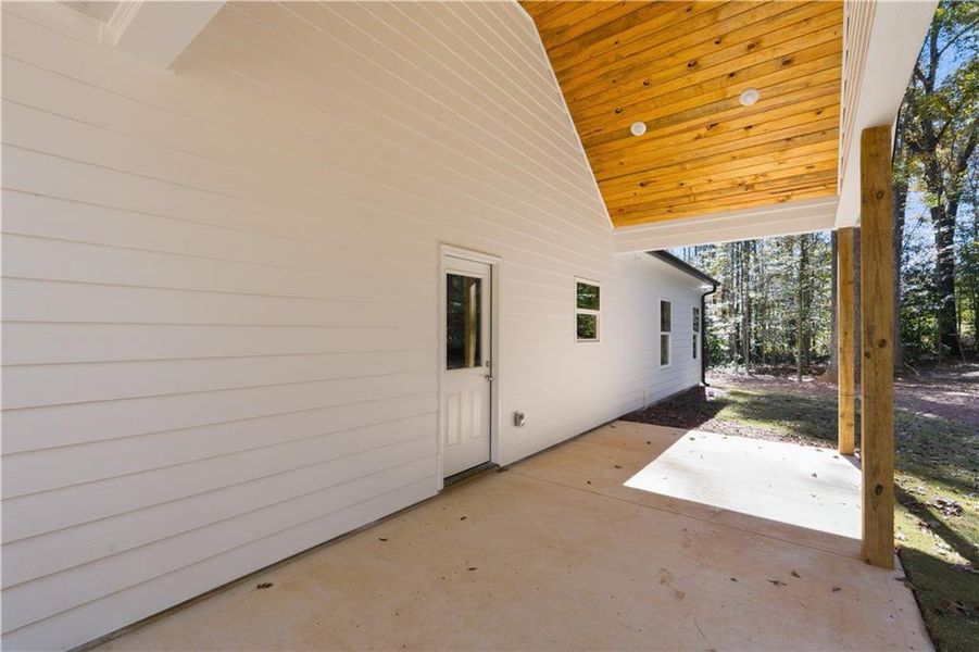 Exterior details and patio area of a home in , Bowdon (Image 3).