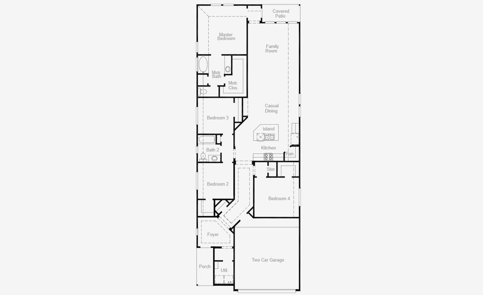 2D floor plan layout for the Elgin by Coventry Homes in Escondido 45', Magnolia, TX (Image 3).