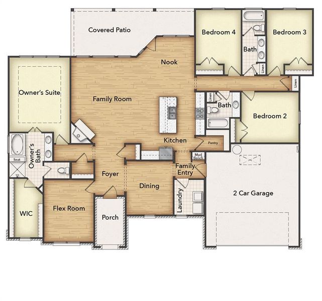 2D floor plan layout of this home in Rocky Top, Krum, TX (Image 3).
