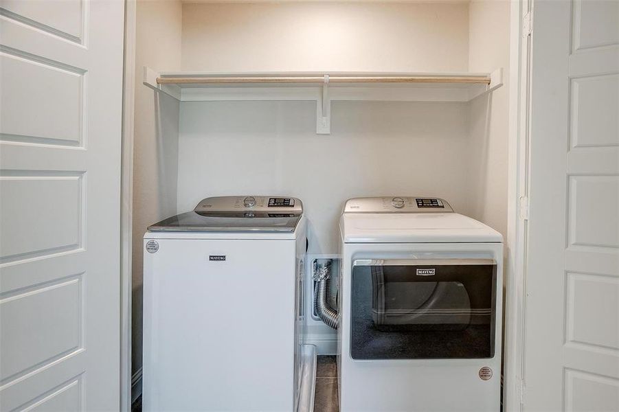 Washroom with laundry area and separate washer and dryer