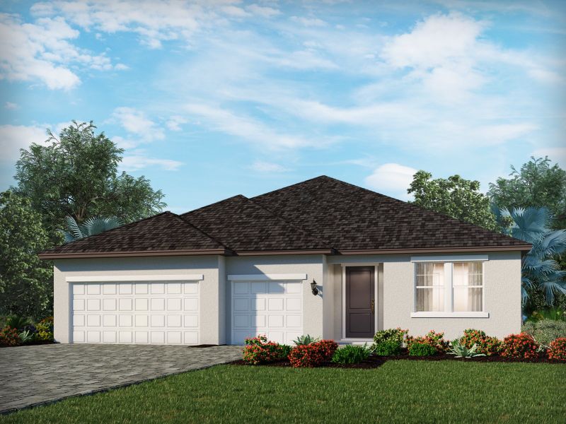 Representative exterior photo of a completed home built from the Coral by Meritage Homes in Ridgehaven - Reserve Series, Ormond Beach, FL (Image 2).