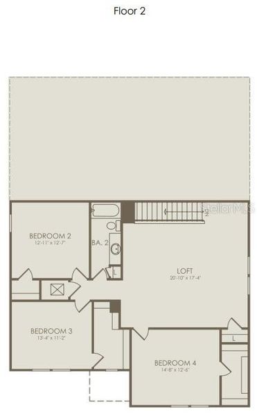 2D floor plan layout of this home in The Landings at Live Oak Lake, St. Cloud, FL (Image 5).