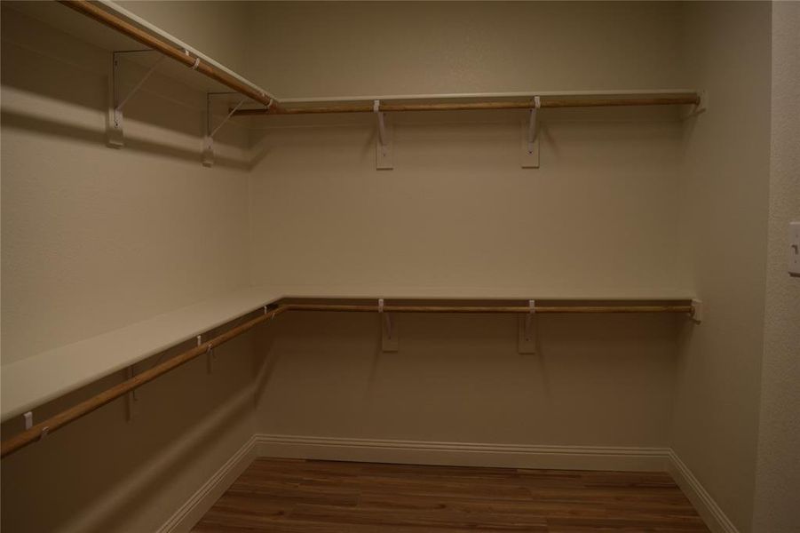Spacious closet featuring light wood-style flooring