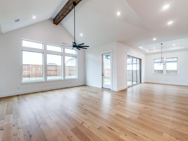 A wall of windows floods your new family room with natural light.