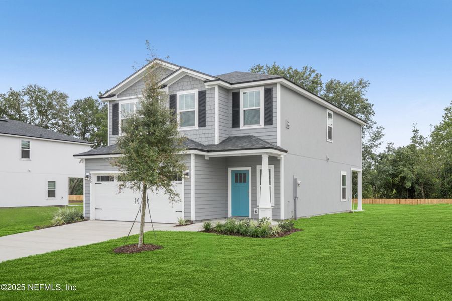 Front exterior of a new home in , Jacksonville, FL, highlighting curb appeal (Image 1). Front exterior of a new home in , Jacksonville, FL, highlighting curb appeal (Image 1).