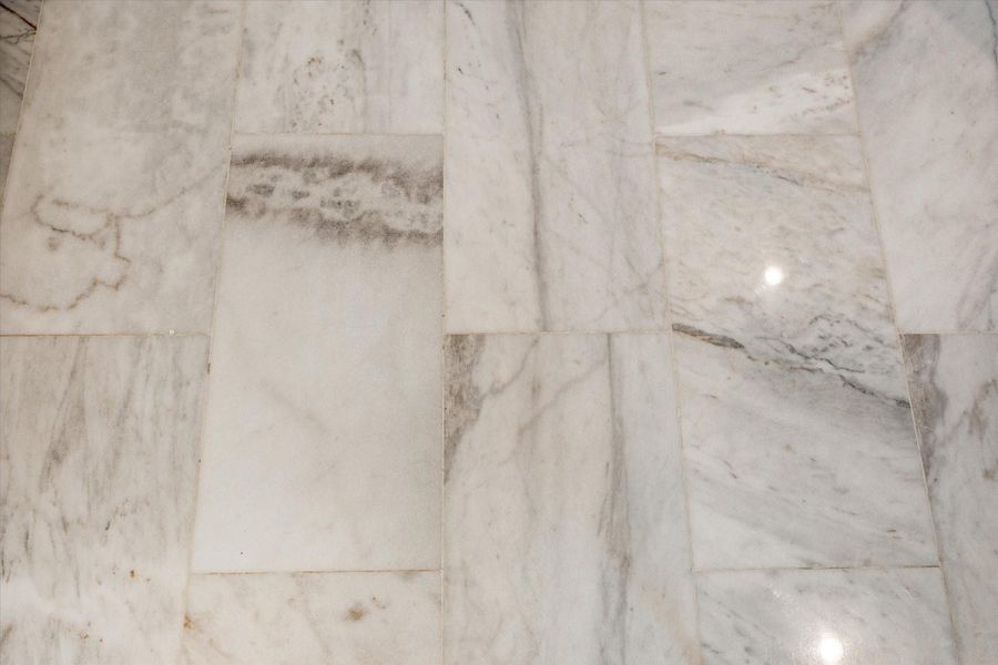 Primary Bathroom has Marble Flooring * Different Colors and Veining Create Interest. Primary Bathroom has Marble Flooring * Different Colors and Veining Create Interest.
