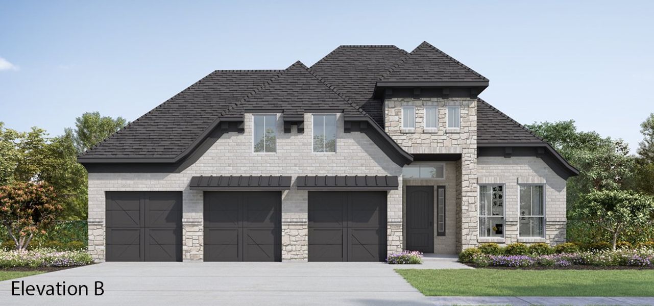 Front exterior of a new home in Heath Golf and Yacht Club, Heath, TX, highlighting curb appeal (Image 20). Front exterior of a new home in Heath Golf and Yacht Club, Heath, TX, highlighting curb appeal (Image 20).