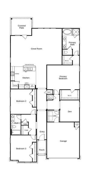 2D floor plan layout of this home in Salerno - Classic Collection, Round Rock, TX (Image 4).