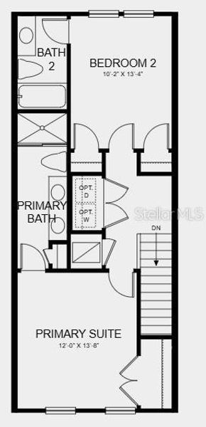 2D floor plan layout of this home in The Townhomes at Skye Ranch, Sarasota, FL (Image 4).
