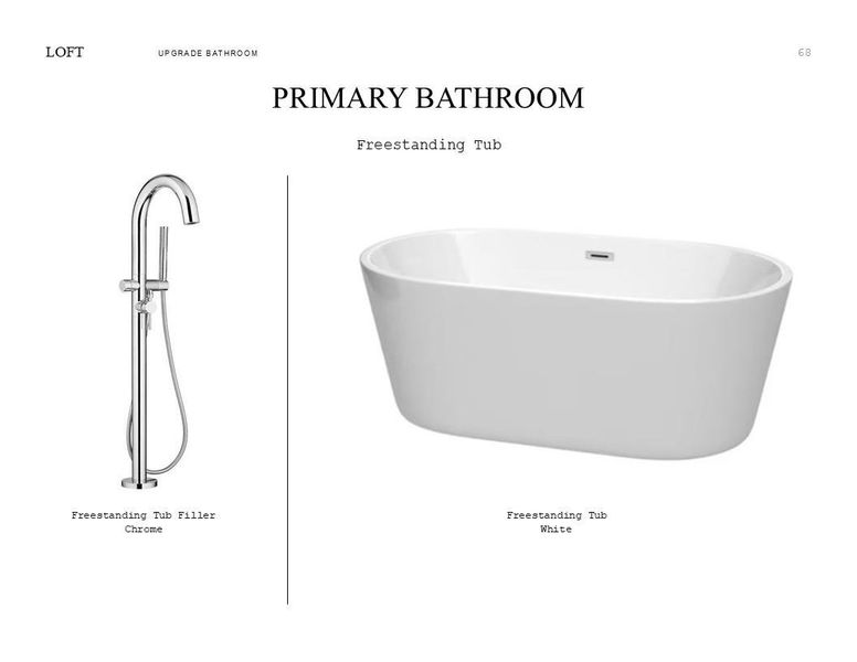 Loft Look Palette 5: Primary Bathroom Selection Sheet (*Artist rendering used for illustration purposes only.)