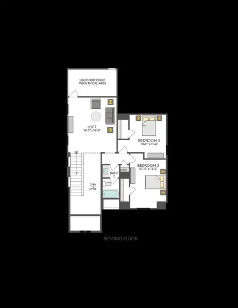 2D floor plan layout for the Mariposa by Tri Pointe Homes in Terrace Collection At Turner's Crossing, Buda, TX (Image 4).