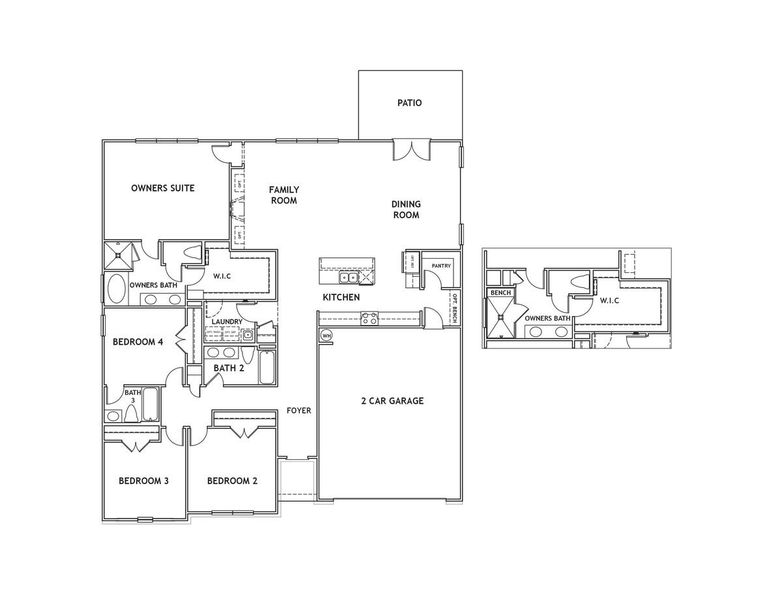 2D floor plan layout of this home in Arbor Woods, Easley, SC (Image 2).