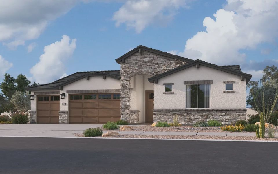 Representative exterior photo of a completed home built from the 2257 by Elliott Homes in Acacia at Santana, Yuma, AZ (Image 20).