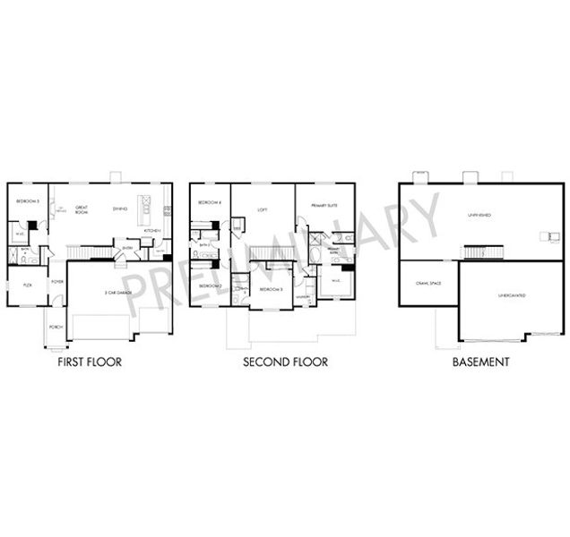 2D floor plan layout for the The Kenosha by Meritage Homes in Paint Brush Hills, Peyton, CO (Image 3).