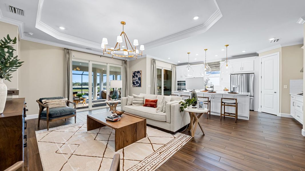 Furnished interior view inside a new home in Esplanade Lake Club, Fort Myers (Image 2).