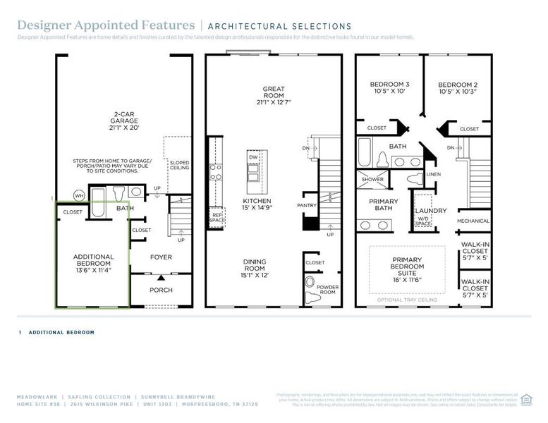 2D floor plan layout of this home in Meadowlark, Murfreesboro, TN (Image 4).