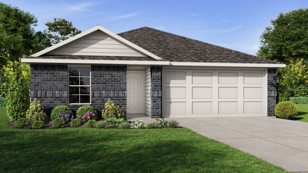Front exterior of a new home in Legado, Cleburne, TX, highlighting curb appeal (Image 1). Front exterior of a new home in Legado, Cleburne, TX, highlighting curb appeal (Image 1).