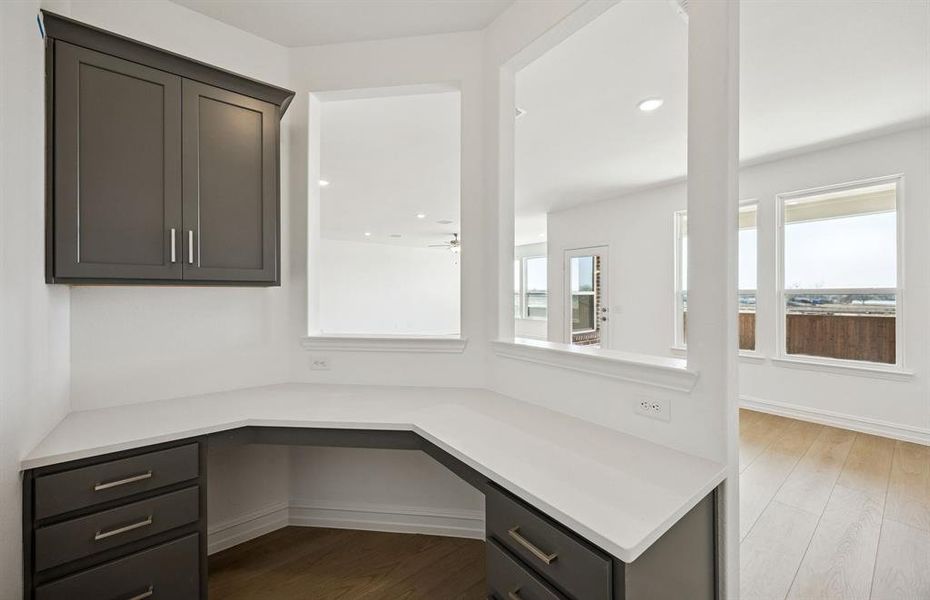 Pulte Planning Center off of kitchen, the perfect plan for homework and mail Pulte Planning Center off of kitchen, the perfect plan for homework and mail