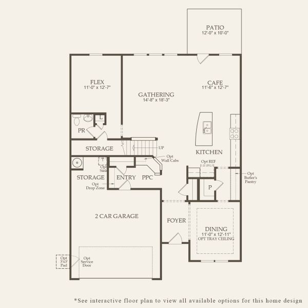 2D floor plan layout for the Continental by Pulte Homes in Muller Ridge, Blythewood, SC (Image 5).