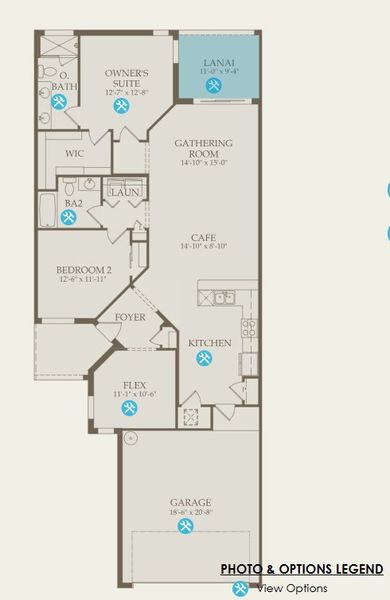 2D floor plan layout for the Seagrove by Del Webb in Del Webb Catalina, Lakewood Ranch, FL (Image 5).