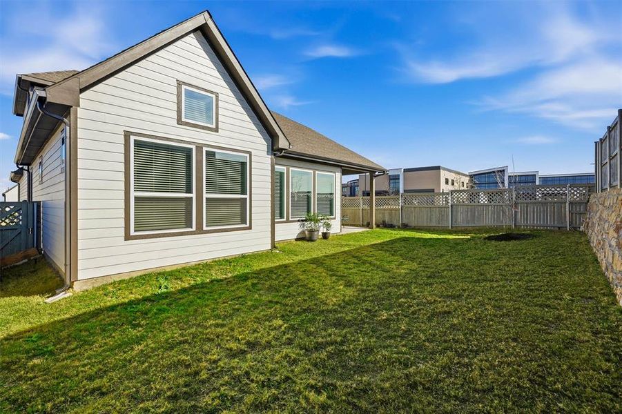 Large backyard with sprinkler system Large backyard with sprinkler system