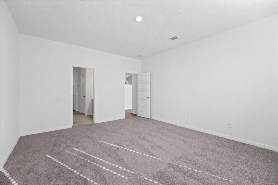 Additional view of the primary bedroom looking towards the primary bathroom.