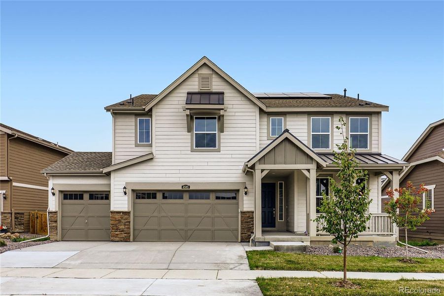 Front exterior of a new home in Brighton Crossings: The Grand Collection, Brighton, CO, highlighting curb appeal (Image 2).