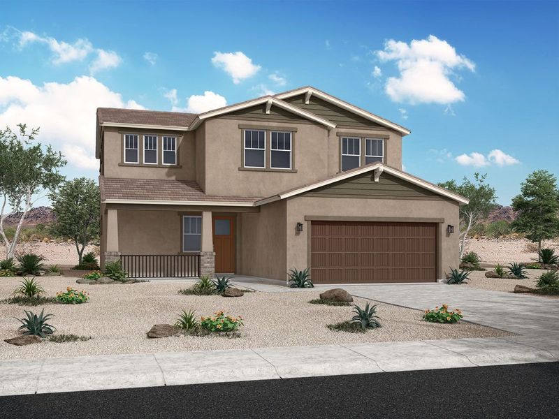 Representative exterior photo of a completed home built from the Camelback by William Ryan Homes in Alta Vida at Westpark, Buckeye, AZ (Image 21).