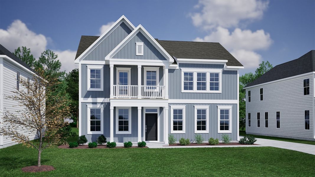 Representative exterior photo of a completed home built from the Edisto - Vanguard Collection by Mungo Homes in Lilah Grove, Summerfield, NC (Image 14).
