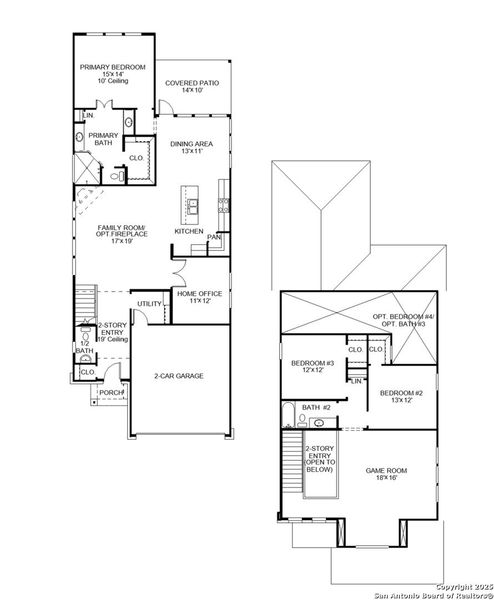2D floor plan layout of this home in Ladera 40', San Antonio, TX (Image 2).