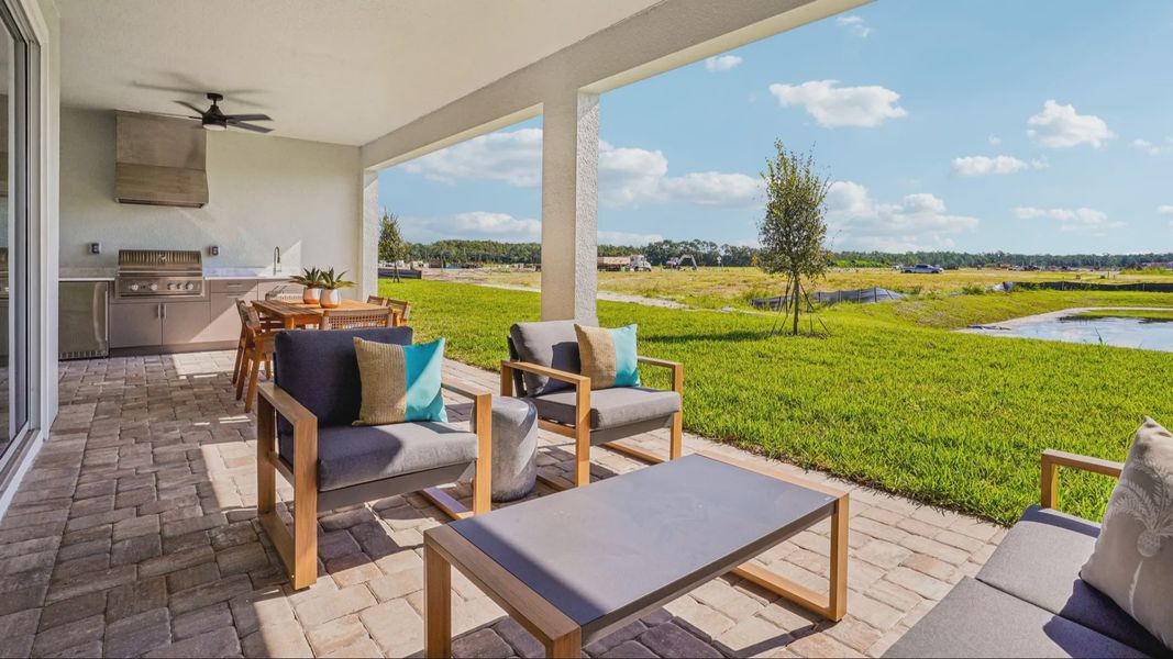Oleander Rear Lanai and Summer Kitchen by DRB Homes in Ardisia Park in New Smyrna Beach, FL