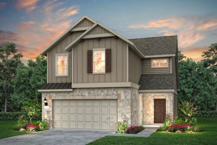 Pulte Homes, Gordon elevation F, rendering